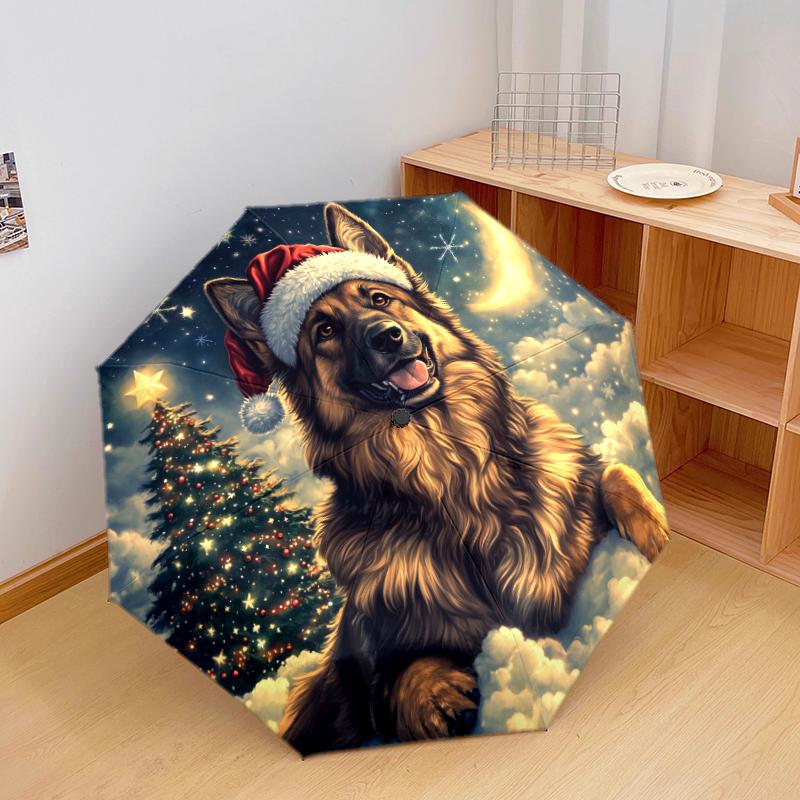 Christmas dog, automatic folding umbrella, portable and foldable design, 8 ribs, a Christmas or birthday gift.