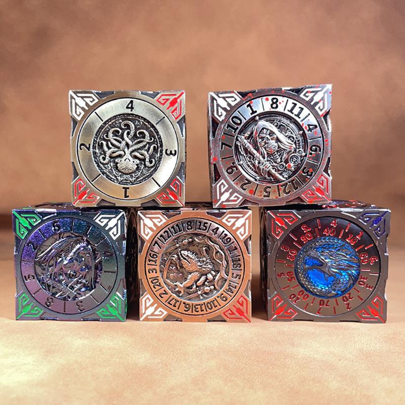 Spinner Würfel 7-in-1 Metall DND Würfelset Drachen Metallic D&D Würfel mit Geschenkbox für Dungeons and Dragon Spiel, RPG Rollenspiel Tischspiel Geschenke