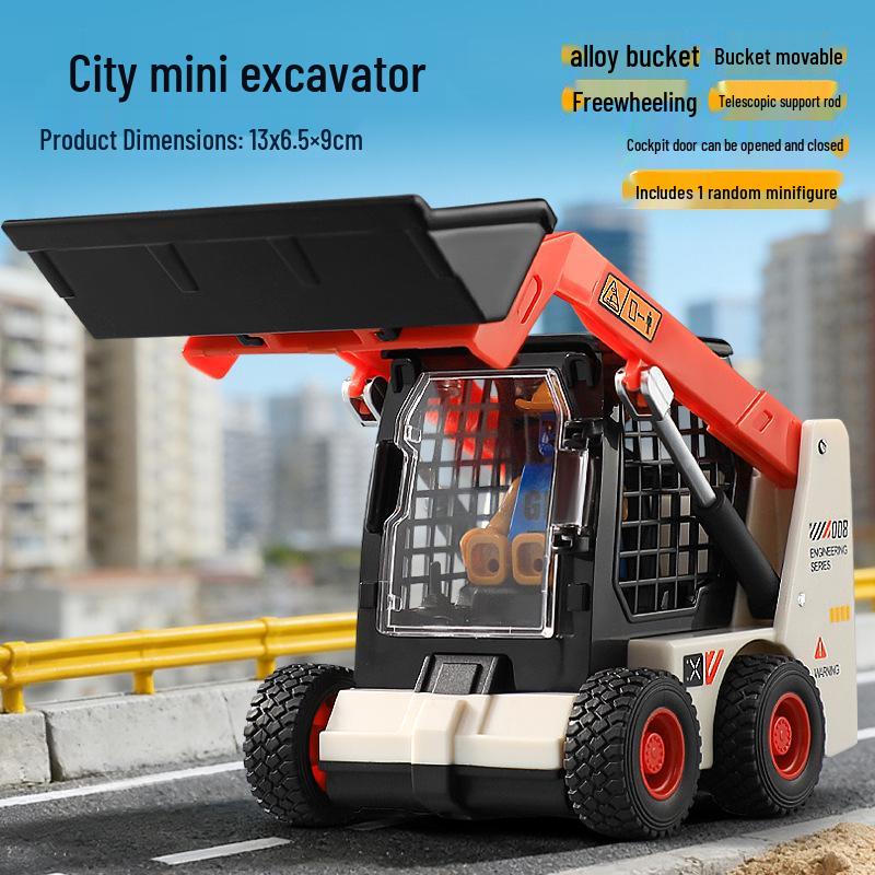 Giocattolo escavatore a spinta per bambini con benna ribaltabile e carrello elevatore, modello di auto per veicolo di ingegneria inerziale.