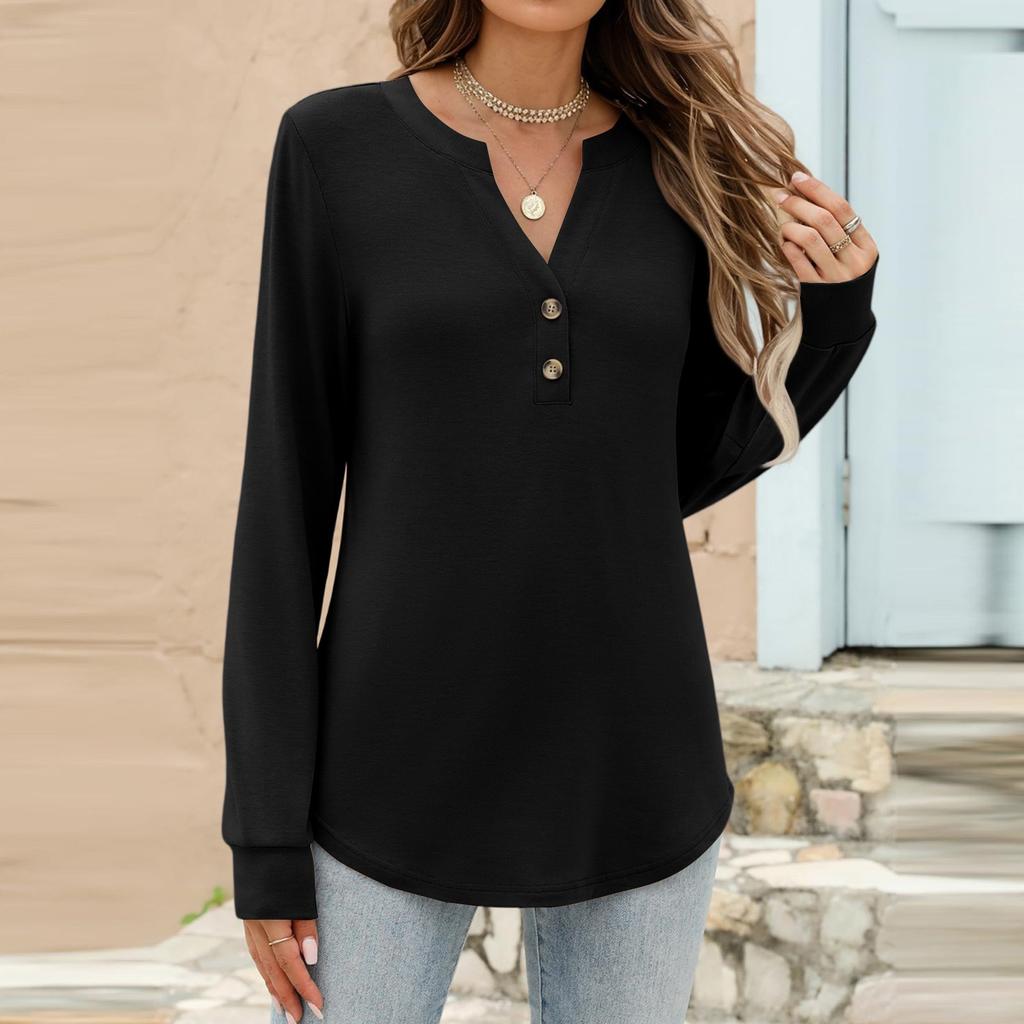 Women's Fashion Casual Color Long Sleeve T-shirt Pullover Top