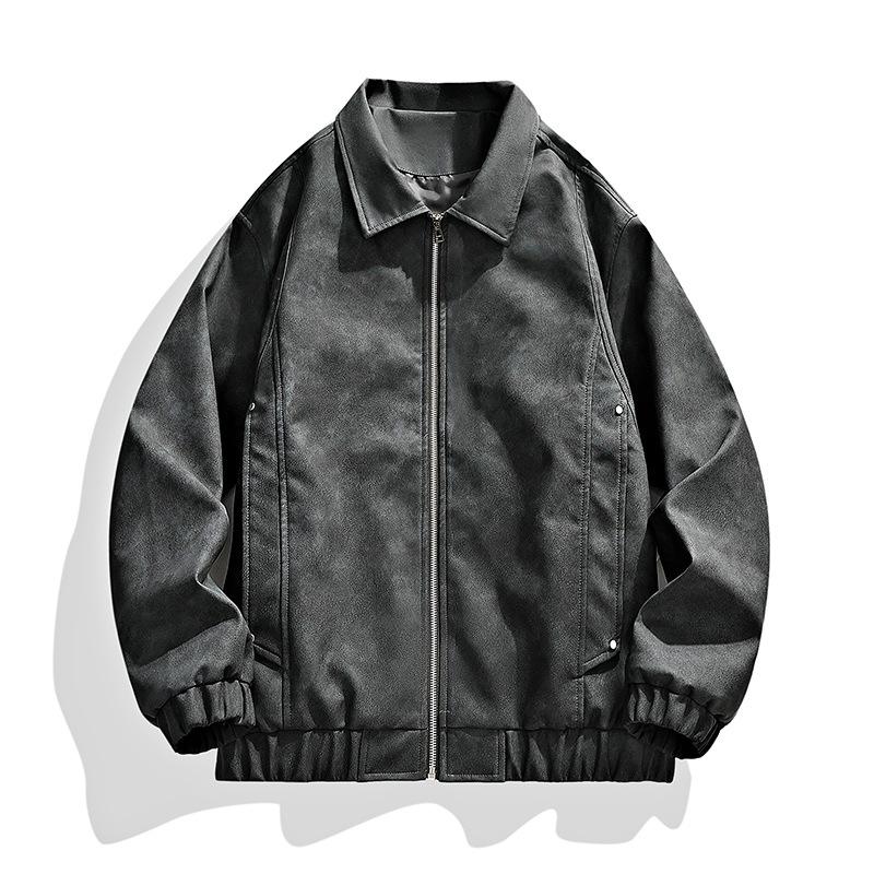 

Motorcycle Style Vintage PU Collar Leather Jacket L
