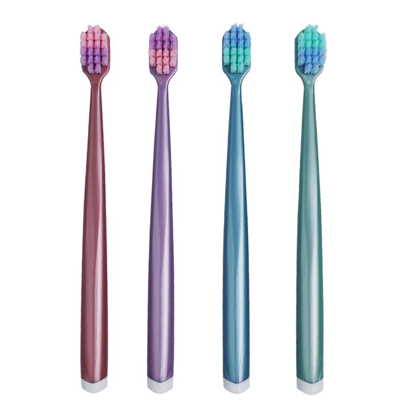 

Manual toothbrush 4pcs soft fur toothbrush for deep oral cleaning, Morandi color series for adults, men and women, family