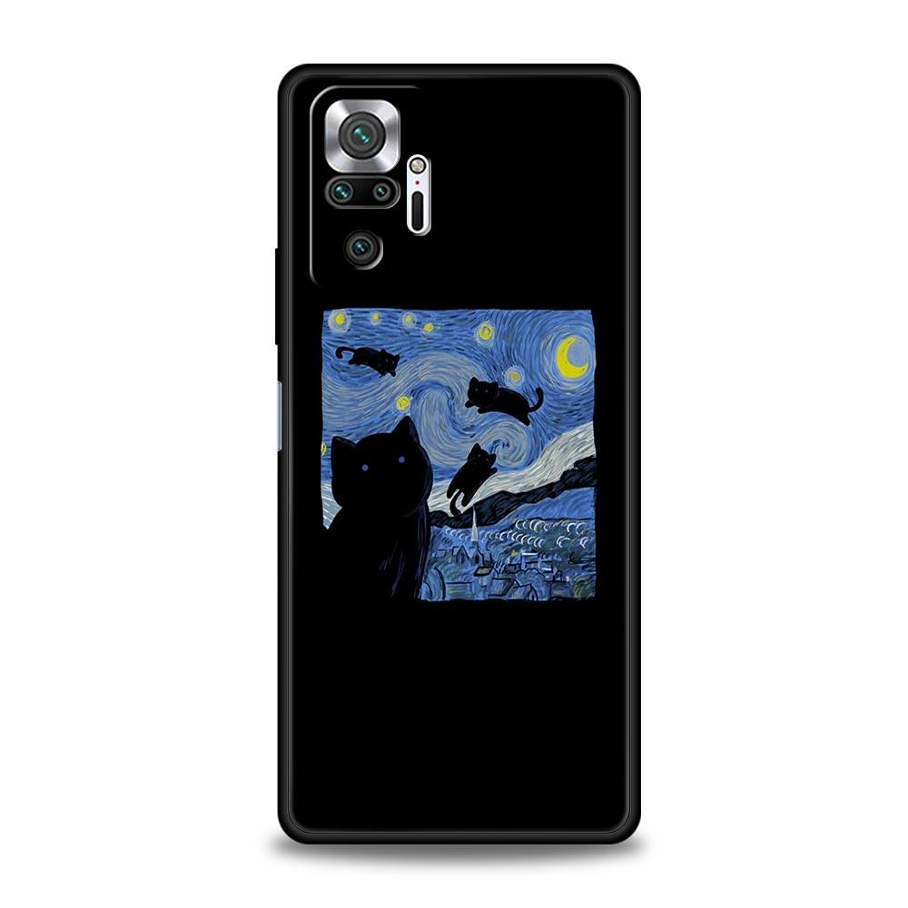 Cartoon Cat Phone Case For Xiaomi Redmi Note 14 13 5G 10 11 12 Pro Plus 4G 14C 13C 12C 10C Black Cover
