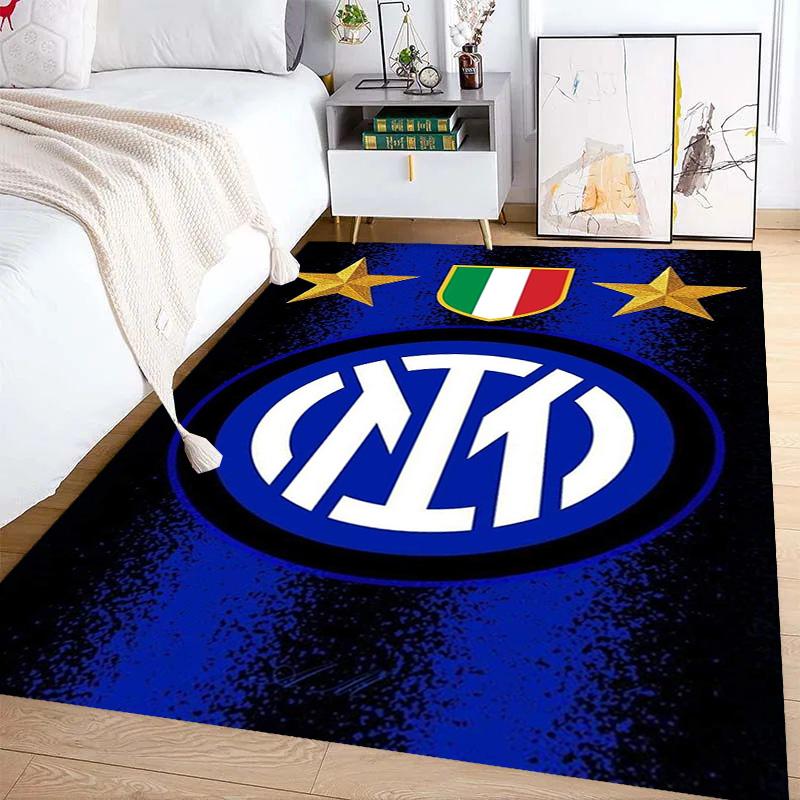 Tappeto con Stemma Inter Milan Stampa Artistica Adatto a Tutte le Stagioni Arte Moda Decorazione per Dormitorio