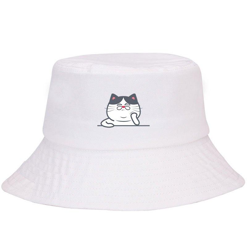 

Adjustable Bucket Hats with Cute Cat Fashion Style for Sun Protection Trendy and Simple Suitable for Outdoor Camping Unisex білий