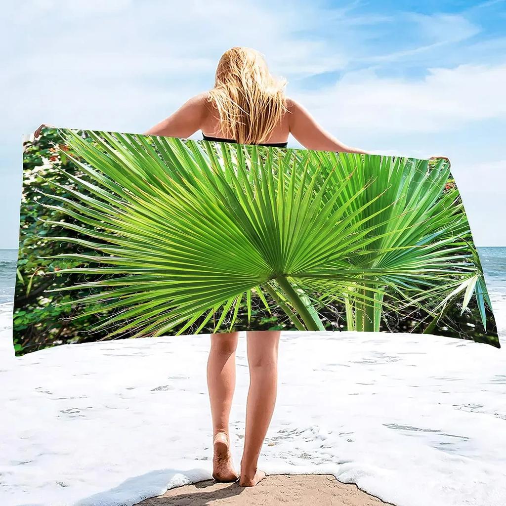 Beach Towel Palm Leaves Pattern Oversized Microfiber Tropical Beach Towel,Thin Lightweight Pool Swim Palm Tree Bath Shower Towel