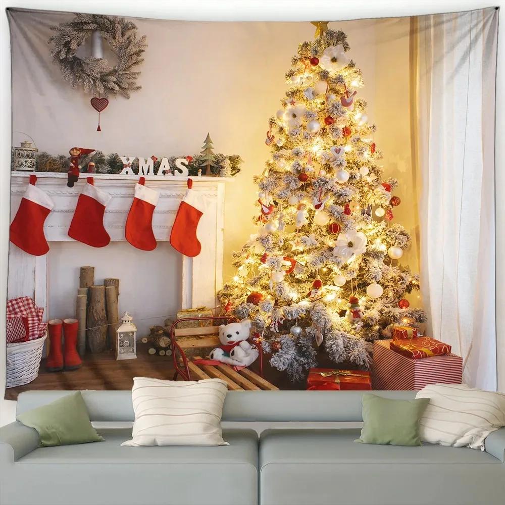 Tapestry ze wzorem choinki Sypialnia Salon Domowa Dekoracja Świąteczna