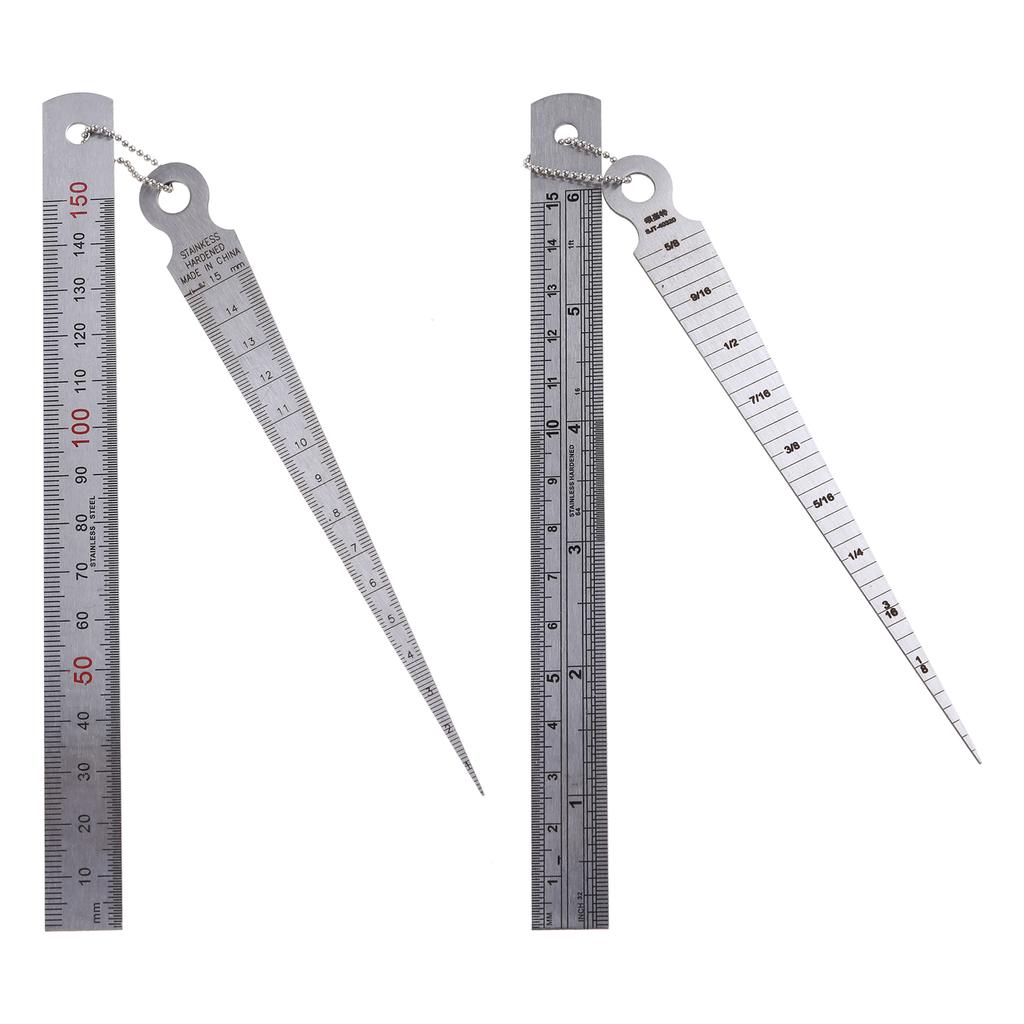 Taper for Gap Gauge & Straight Ruler 1-15mm 1-15cm Stainless Steel Depth Ruler Hole Inspection Tool Dimensional Measurem