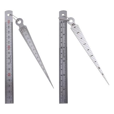 Kūgis tarpui matuoti & Tiesus liniuotė 1-15mm 1-15cm Nerūdijančio plieno gylio liniuotė Skylės tikrinimo įrankis Matmenų matavim