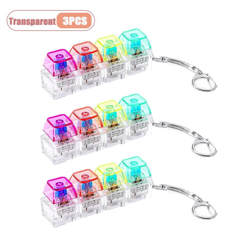 Mechanical Keyboard Switch Tester Keychain Fidget with LED Light DIY Keycap Stress Relief Clicker for Office Desk Anxiety Gift
