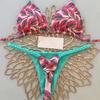 2024 Mehrfarbiger Druck zum Binden Brasilianischer String-Bikini