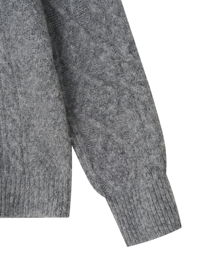 Lee Knit Zip-Up Hooded Cardigan Gray