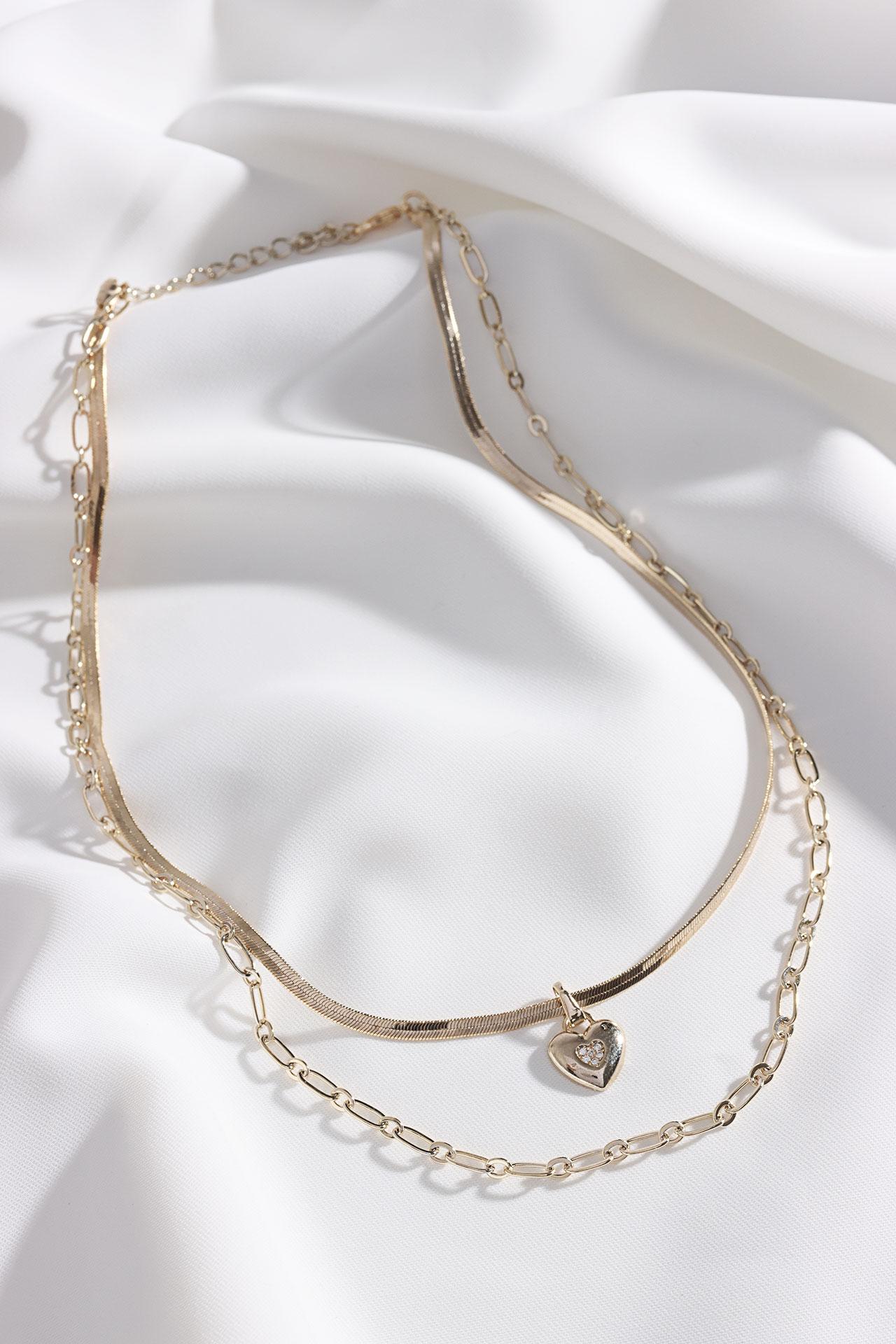 

Ожерелье золотого цвета с итальянским кулоном-сердцем из двух частей