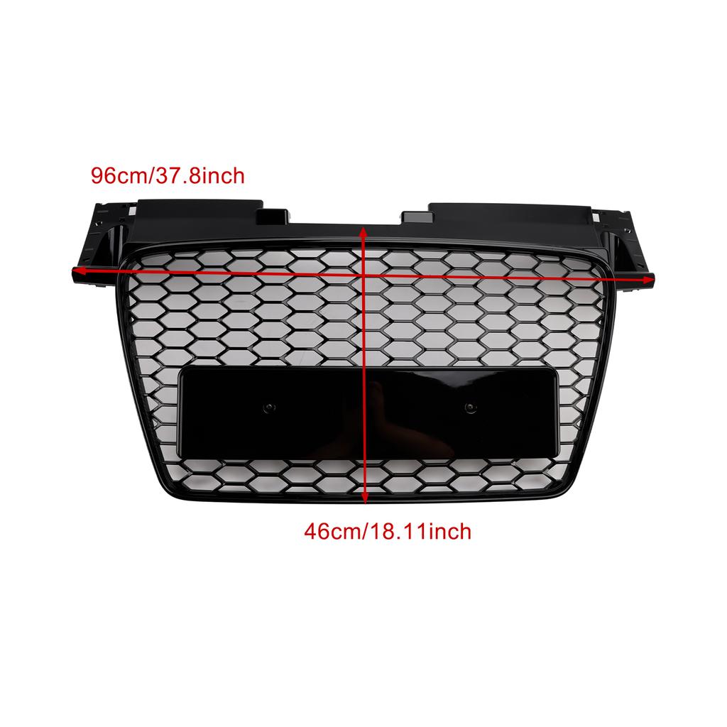 RS Style Front Honeycomb Grill Grille Fit TT TTS 2006-2014 Gloss Black