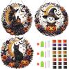 Halloween Black Cat Moon 5D Diamond Art Hanging Ornament Kit Double Sided