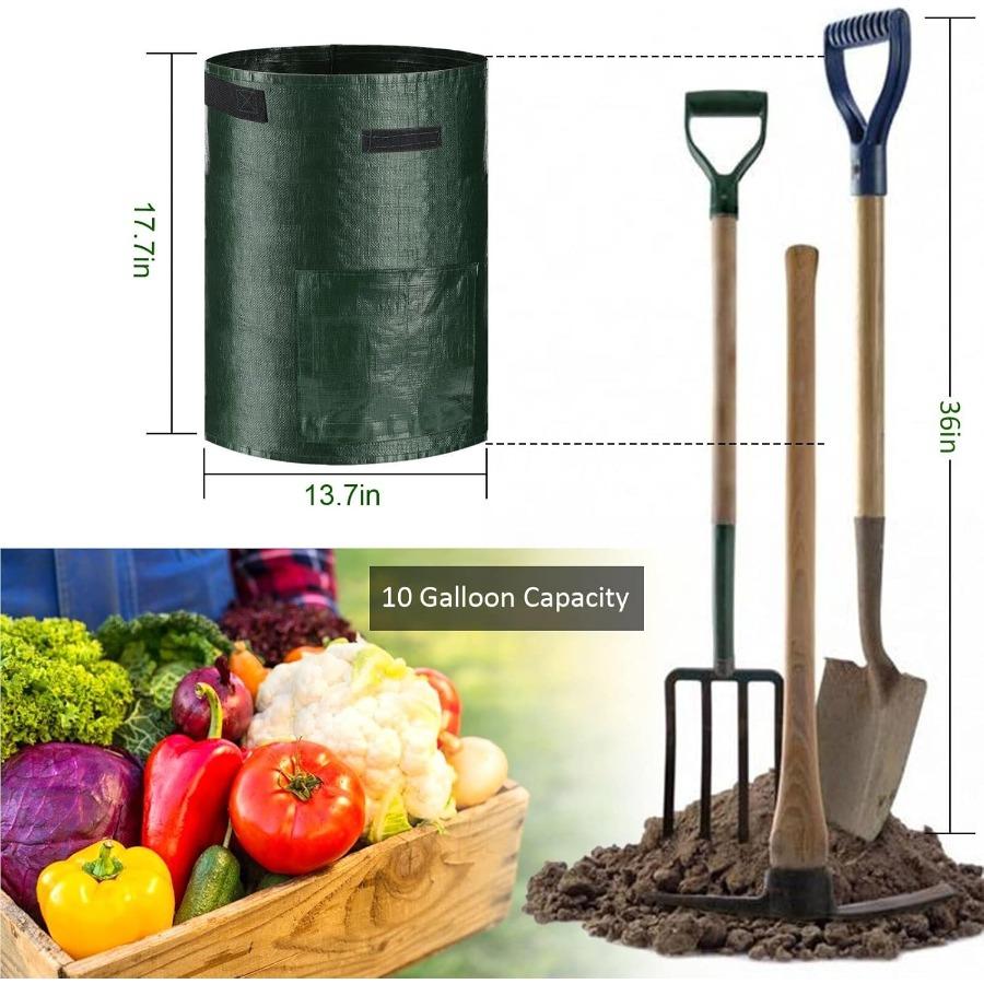 Potato Grow Bags 4 Pack 10 Gallon with Flap and Handles Planter Pots for Onion Fruits Tomato Carrot Green