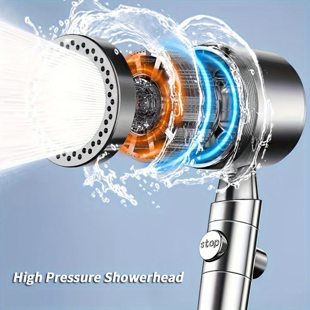 6 Modes High Pressure Shower Head ABS Water Saving Filter Showerhead Fall Resistance Bath Shower Nozzle Set with Stop Button