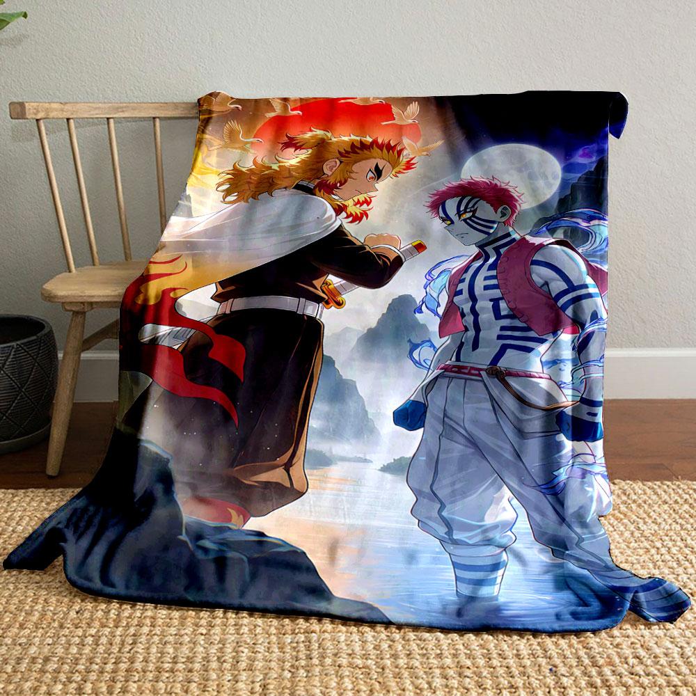 A Fiery Swordsman Faces a Striped Opponent Under Dual Sun and Moon. for All Seasons Blanket Lunch Break Throw Gift