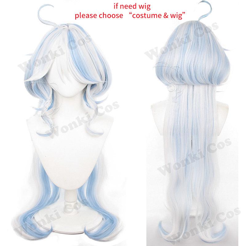 Furina Cosplay Costume Wig Hair Impact Fontaine Focalors With Hat White Black Suits High Heel Cosplay Shoes For Women Outfits