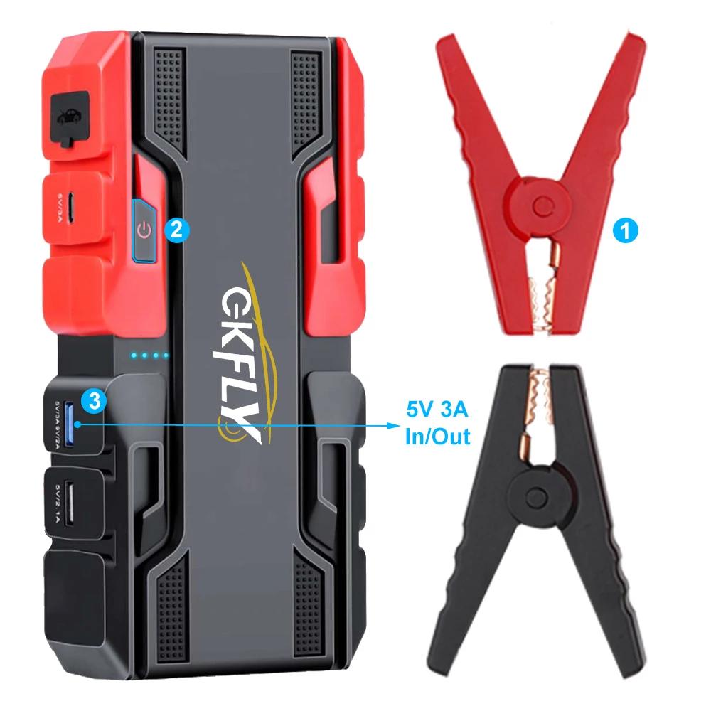 GKFLY 3000A Car Jump Starter 44.4Wh Power Bank Portable 12V Starting Device Car Battery Booster Buster for Petrol Diesel 3000A 44.4Wh