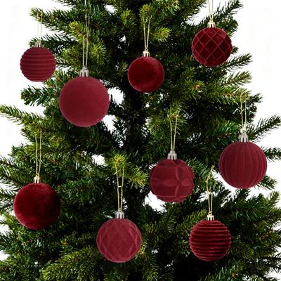 12 Stück Samt Beflockte Weihnachtsdekorationen Festliche Hängende Kugeln Für Weihnachtsbaum, Tisch, Fenster Tür Hängender Blumenkranz Deko