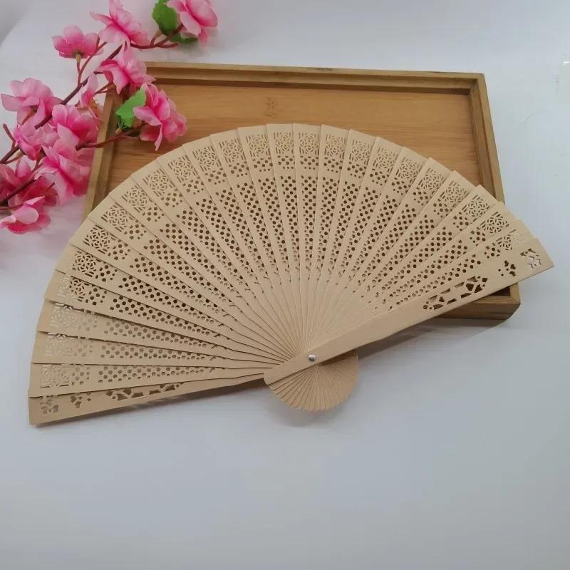1 PC of Personalized Carved Wood Folding Hand Fans Customized Wedding Party Gift Decor Bridal Shower Gift with Eugen Bag
