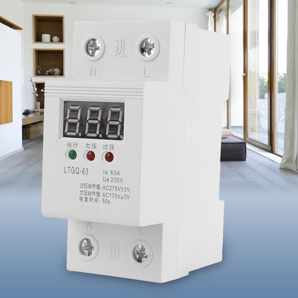 230V AC Automatic Reconnect Voltage Protector Undervoltage Relay 2P 63A Digital Voltage Relay