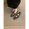 French one-word with flat Mary Jane shoes, spring and autumn 2025, Korean new version, shallow mouth small fragrant wind, shallow mouth single shoes
