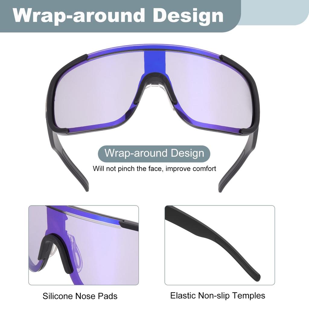 Sports Sunglasses for for Black Colorful Purple [uxcell] Men, Polarized, Cycling, Hiking, Fishing, Running, Frame,