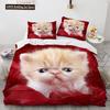 Cat Comforter Cover Cat Bedding Set For Kids Girls Boys Cute Cat Full Size Bed Set 3 Piece 3D Cat Kawaii Animal Duvet Cover Set