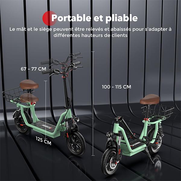 iScooter Electric Scooter I12 25KM/H 500W 7.5Ah 12 Inch Pneumatic Road Tire 30-35KM Range with Basket GREEN Color