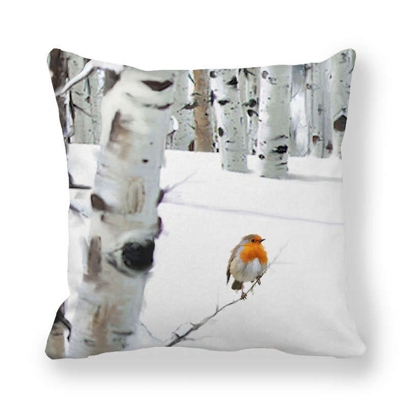 Christmas Snow And Ice Cartoon Pattern Digital Printing Short Plush Pillow Covers For Car Sofa Office Cushion Cover Home Goods