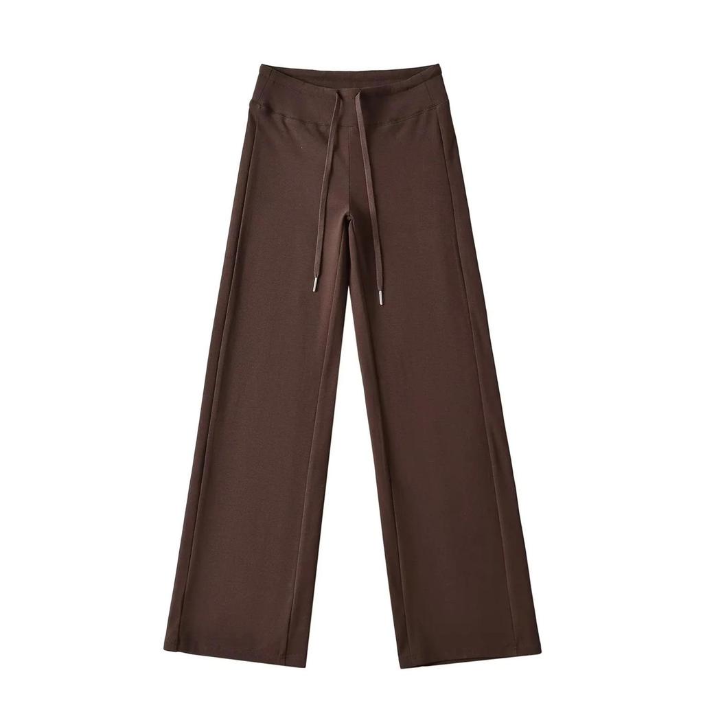 Women's Autumn Spicy Girl High-Waisted Knit Wide-Leg Pants - Versatile, Comfortable, Slimming, Casual, Floor-Length