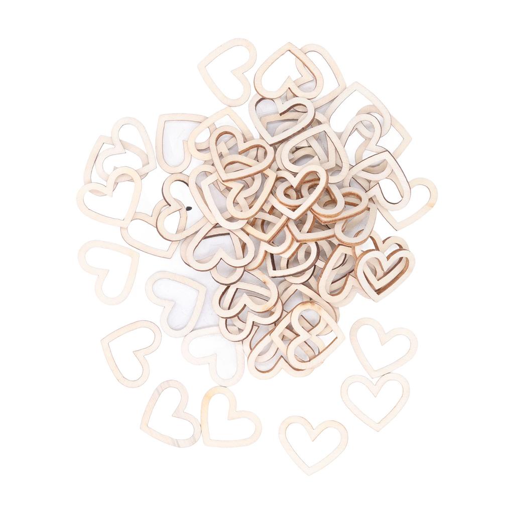 200pcs Heart Embellishments Delicate Hollow Heart Shape Wooden Ornament For Scrapbook Listing DIY Hand Made Crafts