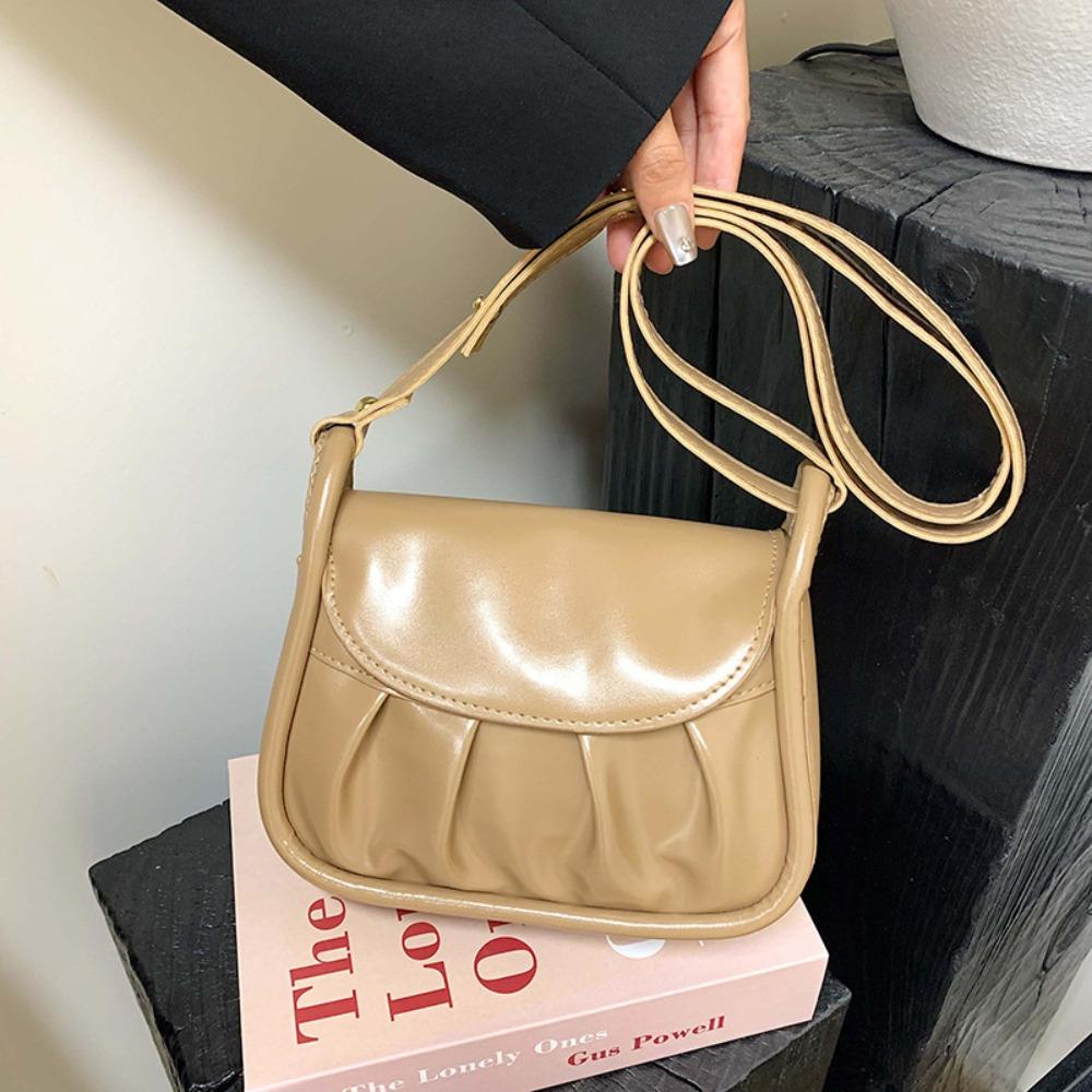 

PU Leather Female Small Square Bags Carrying Elegant Shoulder Bag Class Commuting Style B