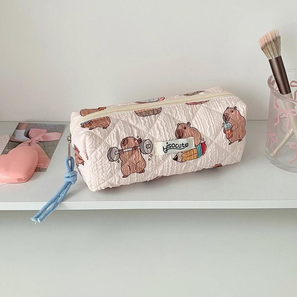 Capybara Dog Flower Print Korean Style Pencil Case Pen Bag Pencil Pouch  Kids Children