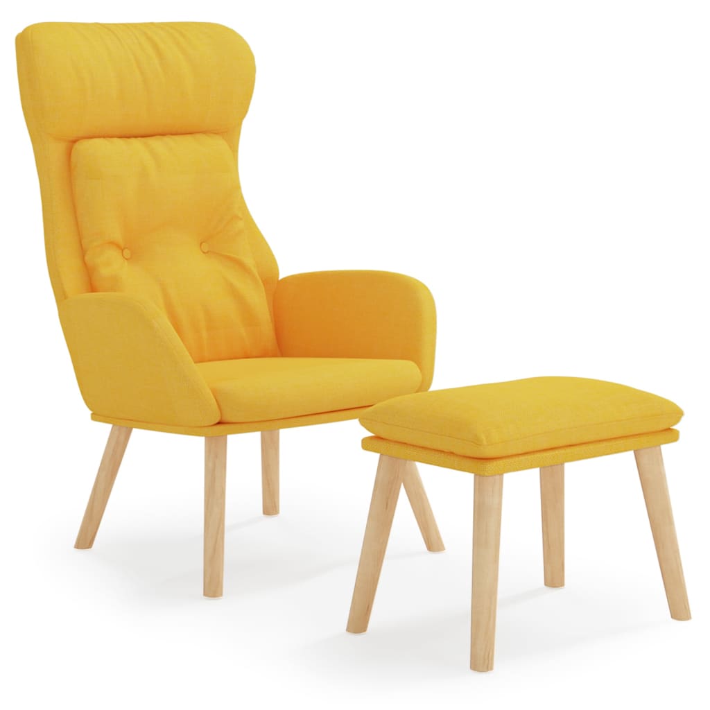 Relax Armchair with Footstool Mustard Yellow Fabric