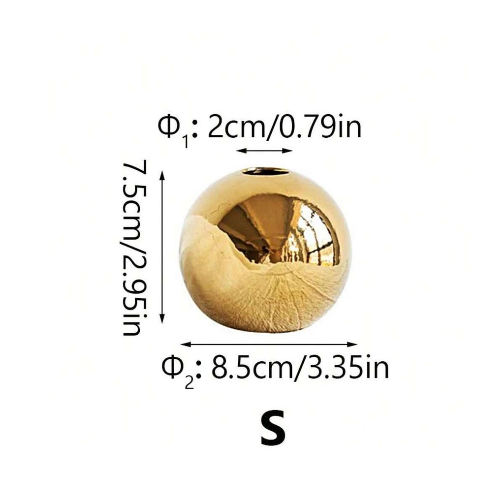 Luxury Galvanized Silver Ball Ceramic Vase Living Room Dining Table Art Vase Plant Flower Flower Arrangement Countertop Ornament