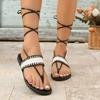 Summer Outdoor Casual Women's Shoes Rome Open Toes Women's Cross Lace Thong Light Sandals Flat Female Horn Fight
