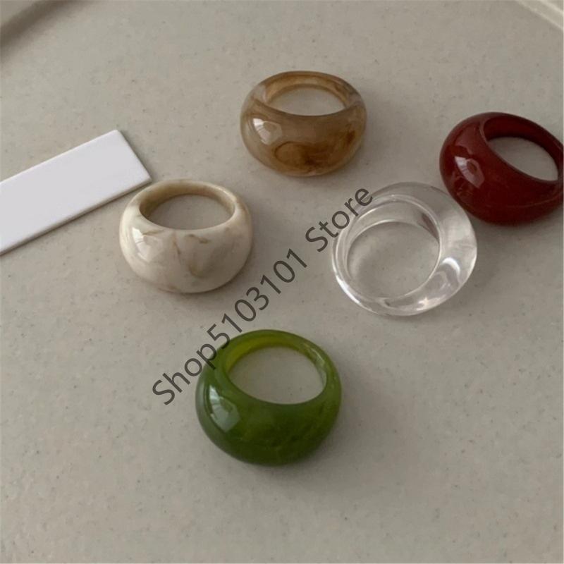 X6HE Smooth Glossy Resin Wide Band Ring With Design Comfortable Finger Accessory For Daily Wear And Special Occasions