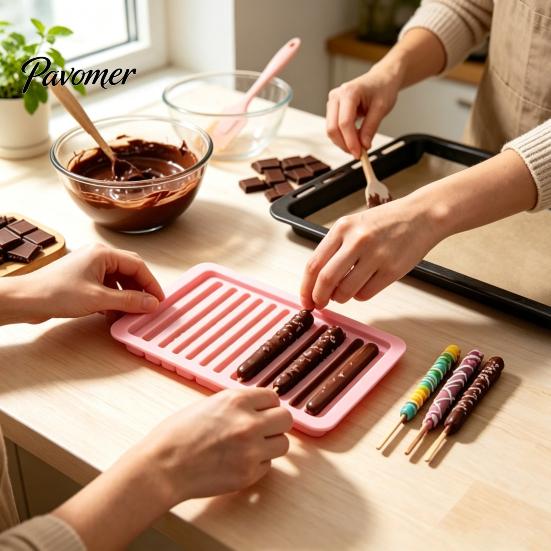 Baking Accessories for DIY Projects Silicone Twist Pretzel Mold, 12 Cavity Cake Chocolate Rod Candy Tray, High Temperature Resistant Molds Easy