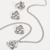 Women  French Minimalist Design Metal Flower Stud Earrings Elegant Double Layer Flower Rhinestone Necklace Ring Jewelry