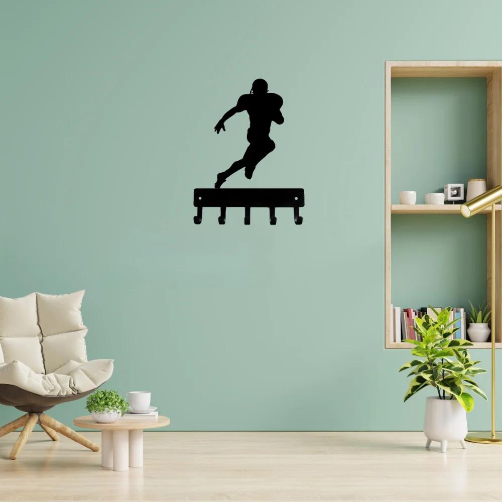 1pc Promotion Football Receiver Sport  Key Hooks Holder  Small 6 Inch Wide Hallway Key Holder Bathroom Towel Hooks Wall Sticker