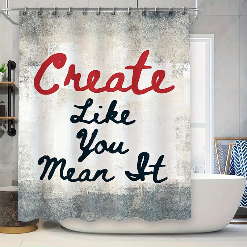 

Create Shower Curtain Creative Text Design With Brush Strokes For Bathroom Decor Easy Hanging, Durable Washable Fabric Multicolo W60H190(CM)-1 Pcs