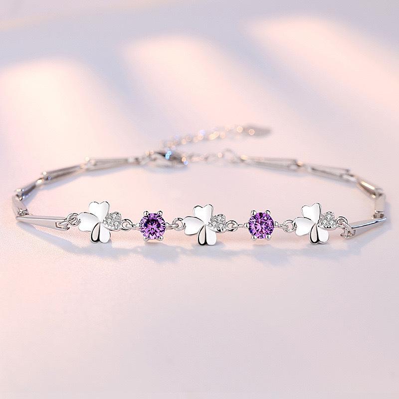 Four-leaf Clover Diamond-encrusted Bracelet Women's New Niche Design High-end Zircon Jewelry for Girlfriend's Birthday Gift