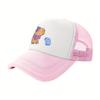 Capybara Family Print Trucker Hat Pink Mesh Breathable Adjustable Baseball Cap for Women Men