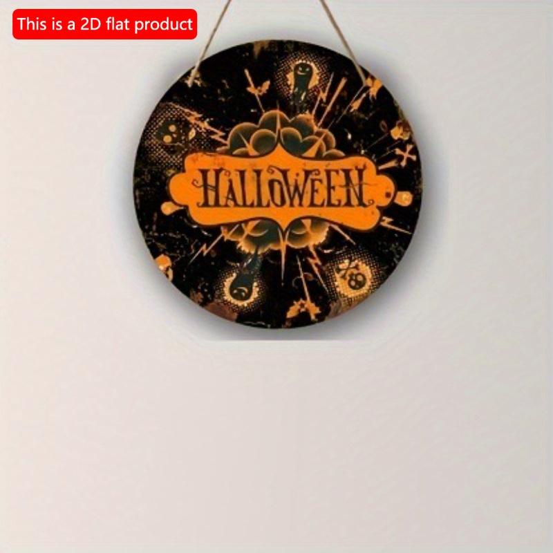2d Flat 20*20cm, Halloween Popular Home Decoration, Halloween Skeleton Ghost Circular Wooden Creative Logo, for Home, Kitchen, Garden, Bar Decor.
