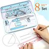 8Pcs/Set Geometry Math Drawing Stationery Set, Ruler Compass Pencil Kit For Students, School Supplies Gift For Boys & Girls