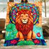 Mandala Löwe Decke bunte spirituelle Kunstdecke Boho Hippie Überwurf Tier Mandala Design Yoga Meditationsraum Dekoration