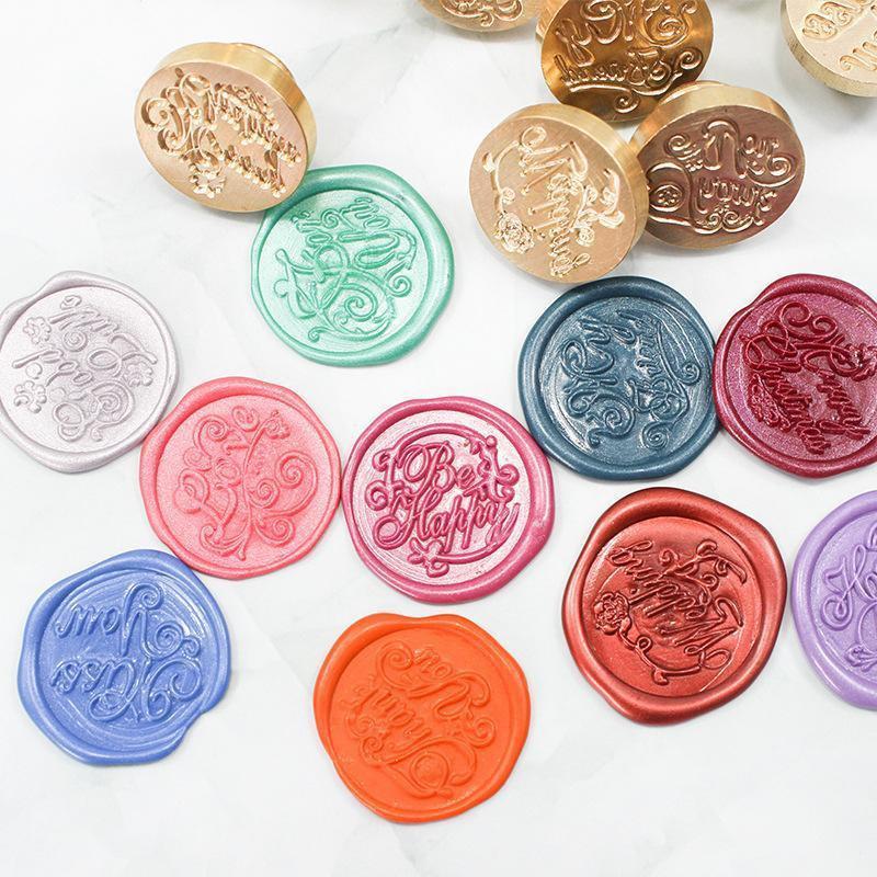 1 Pc Alphabet Pattern Wax Seal Stamps Retro Happy Birthday Antique Wooden Sealing Scrapbooking Wedding Decoration